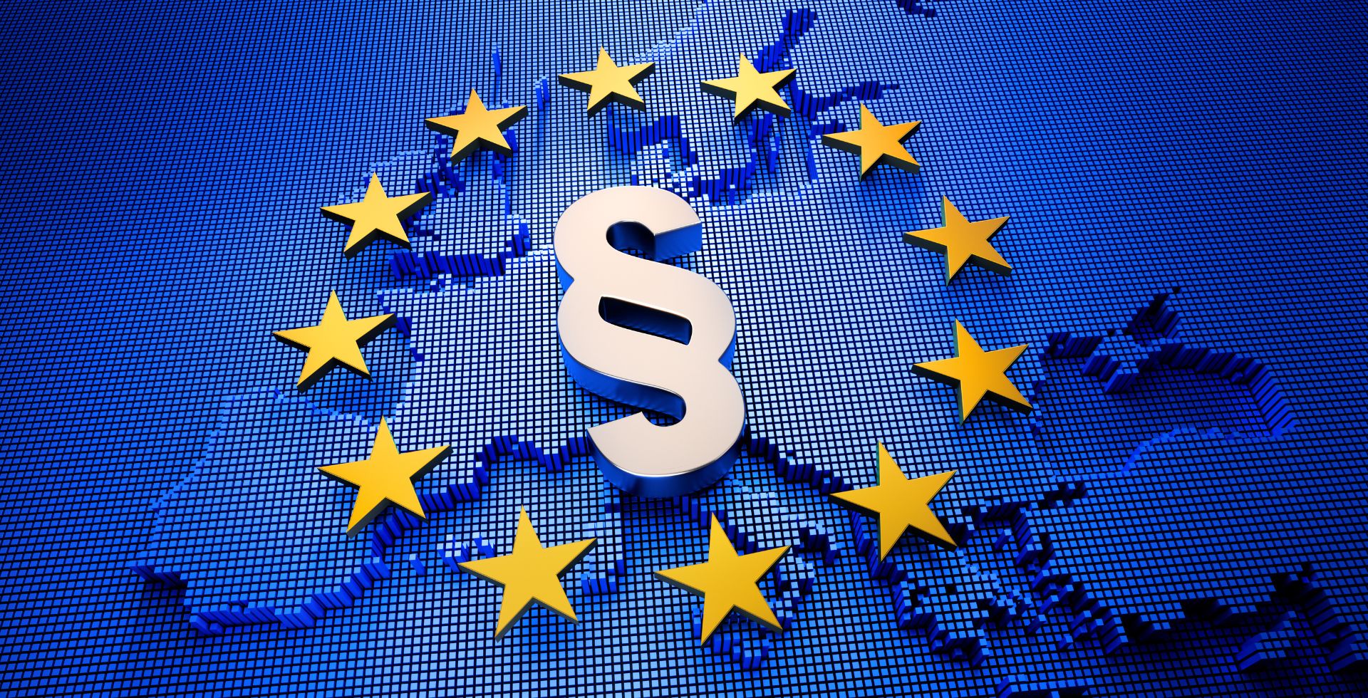 Flagge der EU mit Paragraphenzeichen. © Adobe Stock, peterschreiber.media